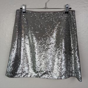GAP Silver Sequin Mini Skirt 8